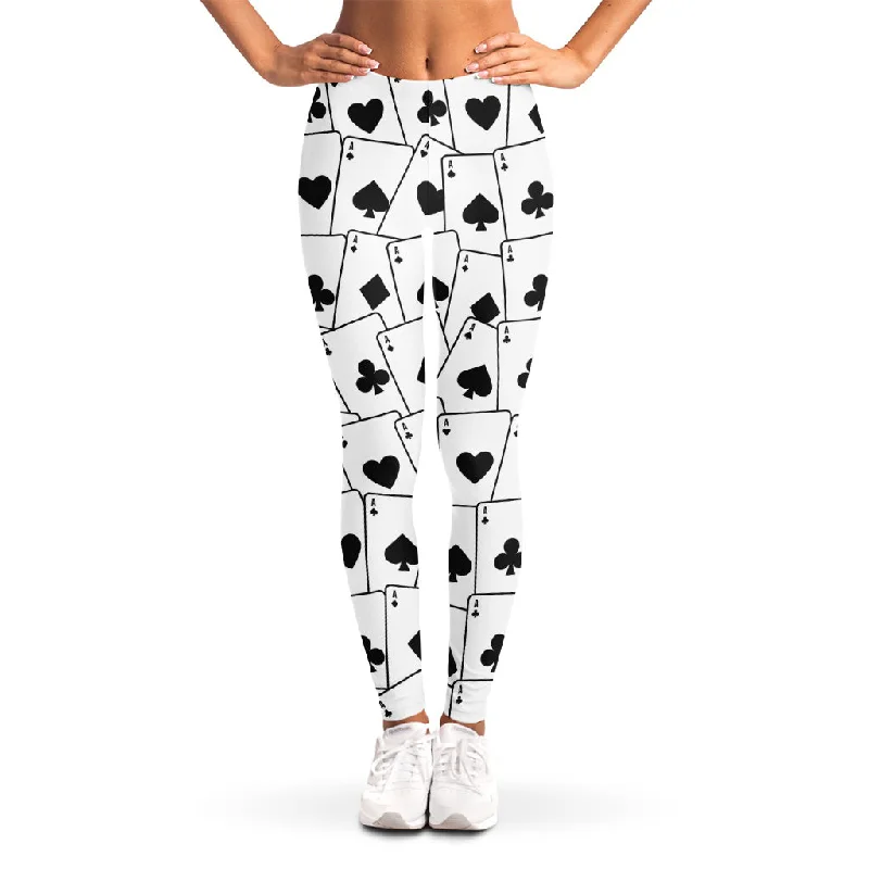 Price Rollback Ace Playing Cards Pattern Print Women's Leggings