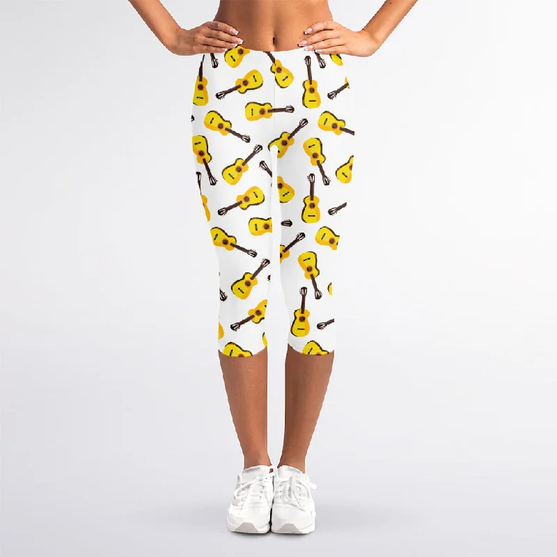 TIME-Limited Offer Acoustic Guitar Pattern Print Women's Capri Leggings