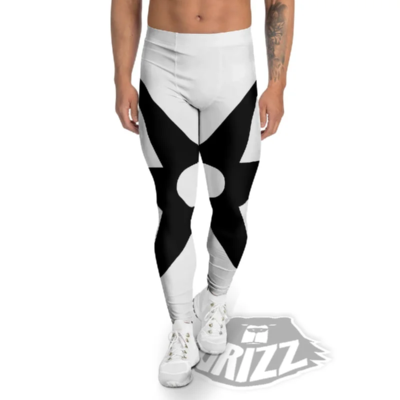 African Adinkra Symbols White And Black Men's Leggings