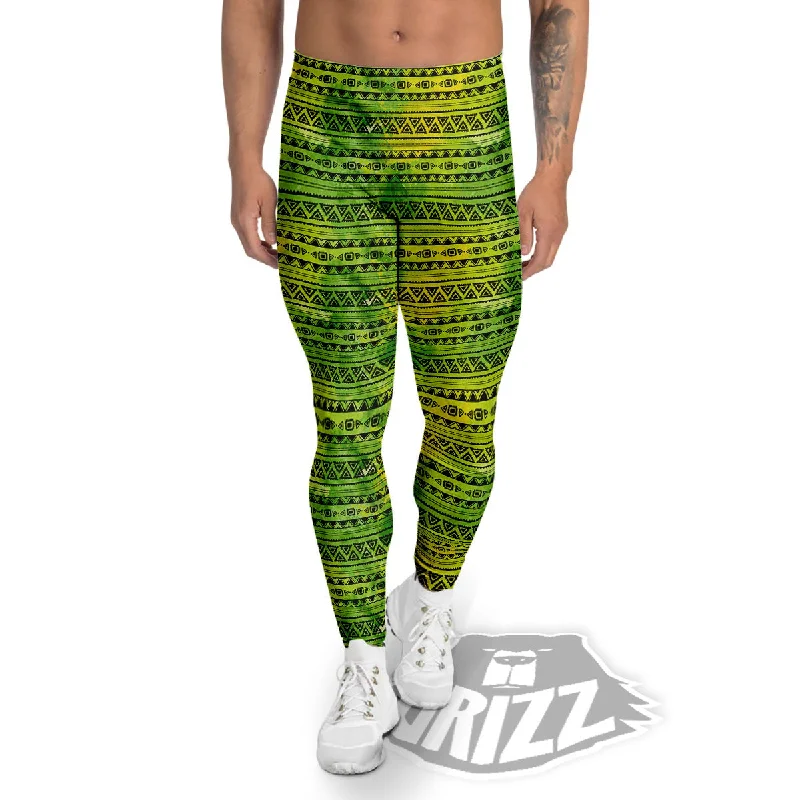 Low Prices African Ethnic Green Print Men's Leggings