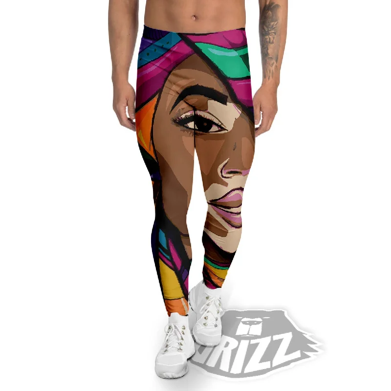 African Girl Art Print Men's Leggings