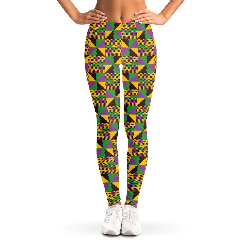 Closeout African Kente Pattern Print Women's Leggings