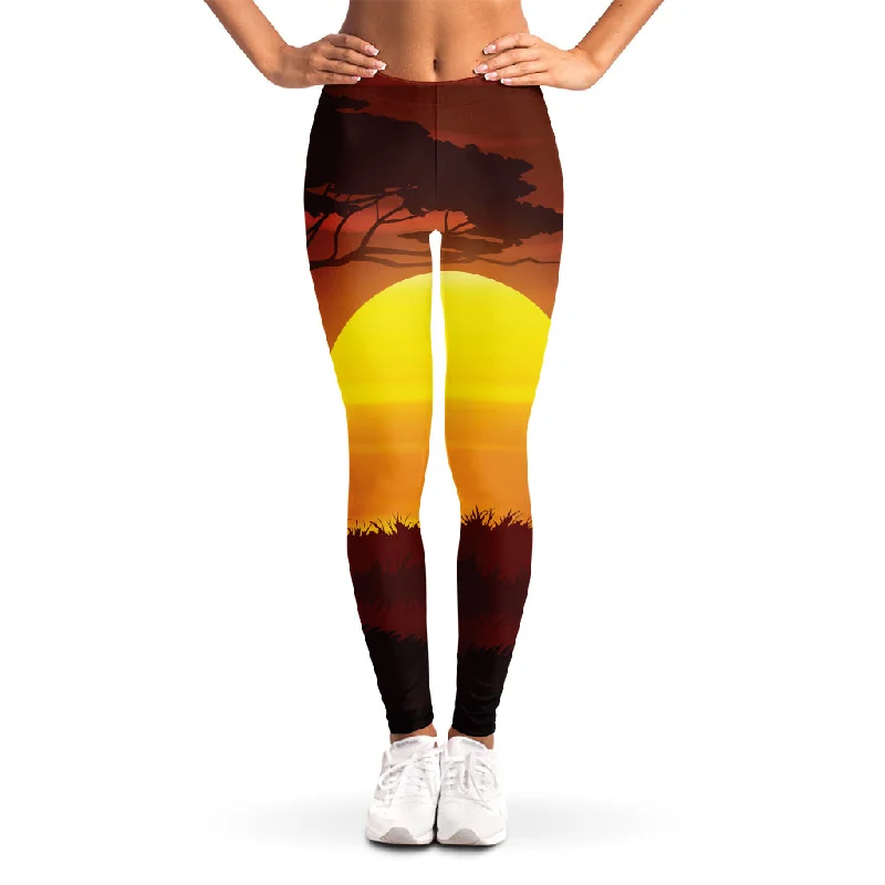 Bonus Savings African Savanna Sunset Print Women's Leggings