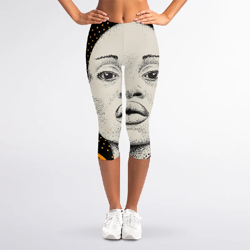 Savings Event African Woman Print Women's Capri Leggings