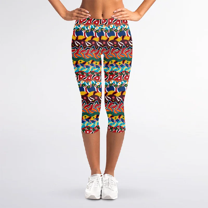 Bonus Savings Afro African Ethnic Pattern Print Women's Capri Leggings