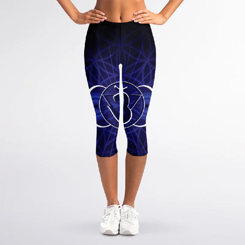 Discount Days Ajna Chakra Spiritual Print Women's Capri Leggings