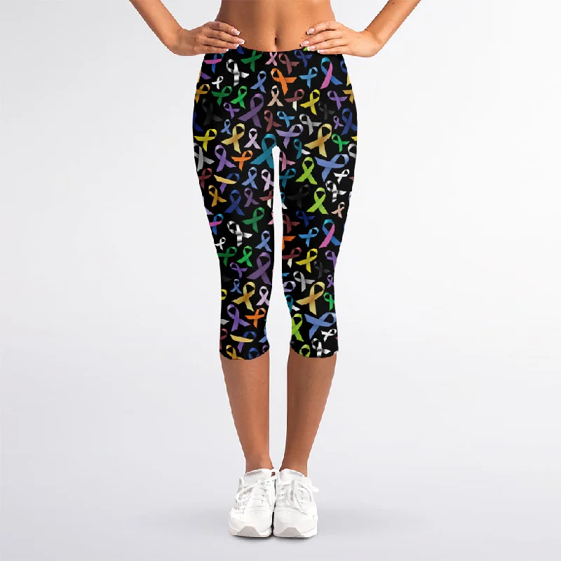 Price Buster All Cancer Awareness Pattern Print Women's Capri Leggings