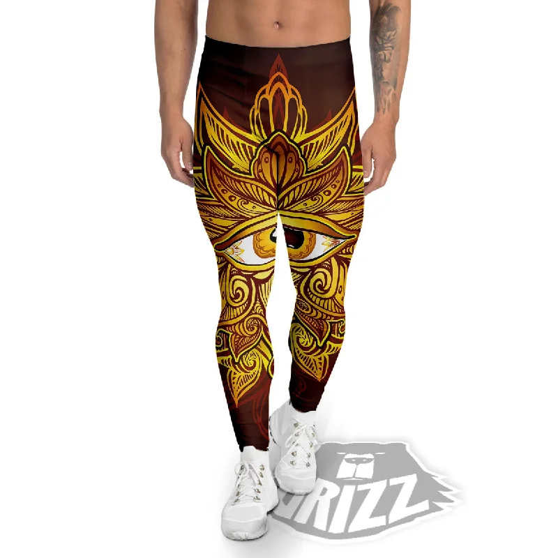 Can't Miss All Seeing Eye Gold Print Men's Leggings