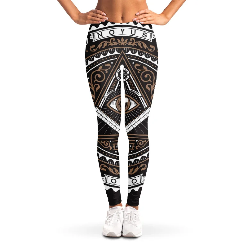 Shop and Save All Seeing Eye Symbol Print Women's Leggings