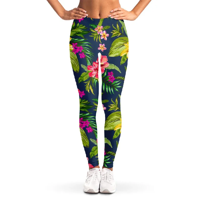 Stock Clearance Aloha Hawaiian Flowers Pattern Print Women's Leggings