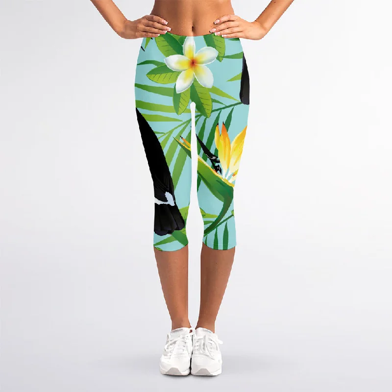 Sneak Peek Sale Aloha Keel-Billed Toucan Print Women's Capri Leggings