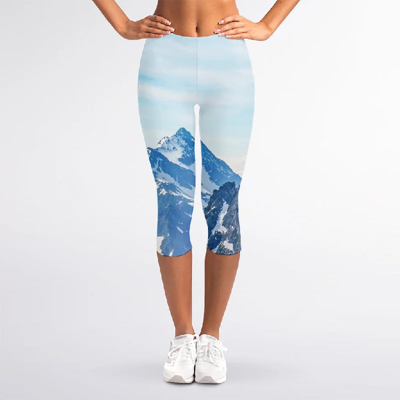 While Supplies Last Alps Mountain Print Women's Capri Leggings