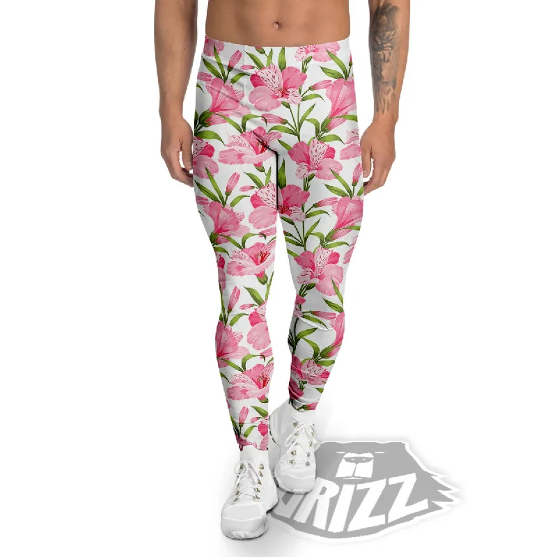 Alstroemeria Flowers Print Men's Leggings