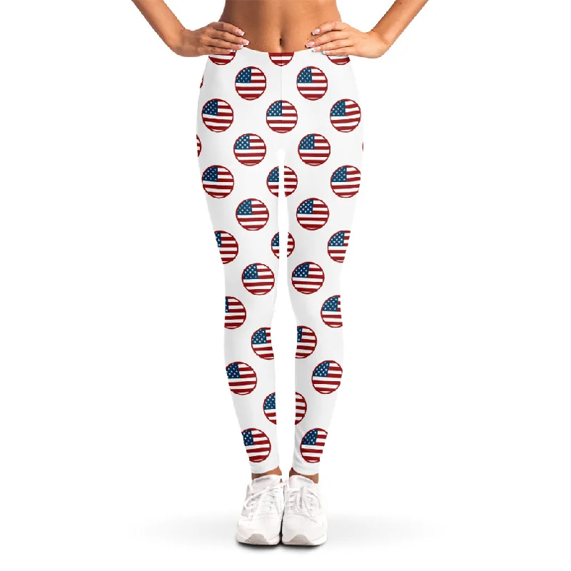 Deal Dash American Circle Flag Pattern Print Women's Leggings