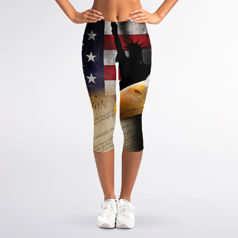 Clearance Sale American Dream Of Liberty Print Women's Capri Leggings