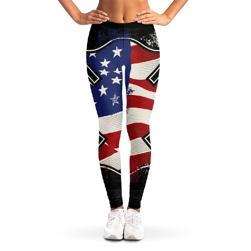 Bonus Savings American Firefighter Emblem Print Women's Leggings