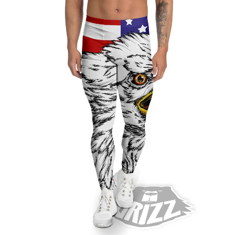 Online Specials American Flag Eagle Print Men's Leggings
