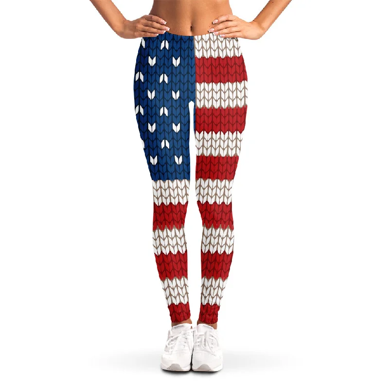 Price Fest American Flag Knitted Print Women's Leggings