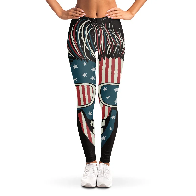 Factory Direct Sale American Flag Skull Print Women's Leggings