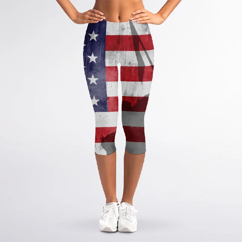 Time-Limited Offer American Flag War Memorial Print Women's Capri Leggings