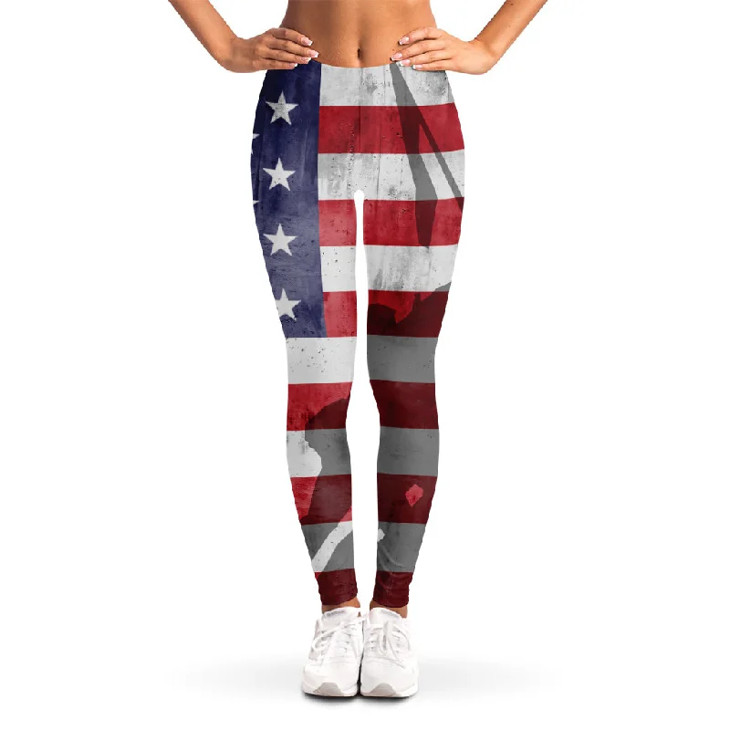 Discount Days American Flag War Memorial Print Women's Leggings