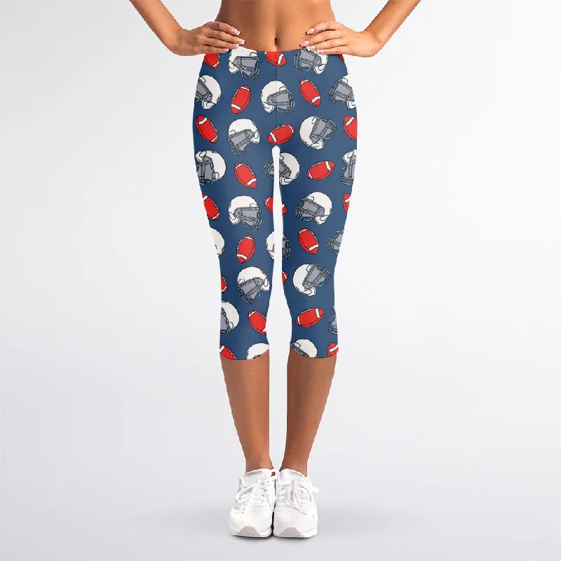 Stock Clearance American Football Pattern Print Women's Capri Leggings