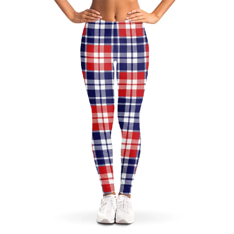 Seasonal Clearance American Independence Day Plaid Print Women's Leggings