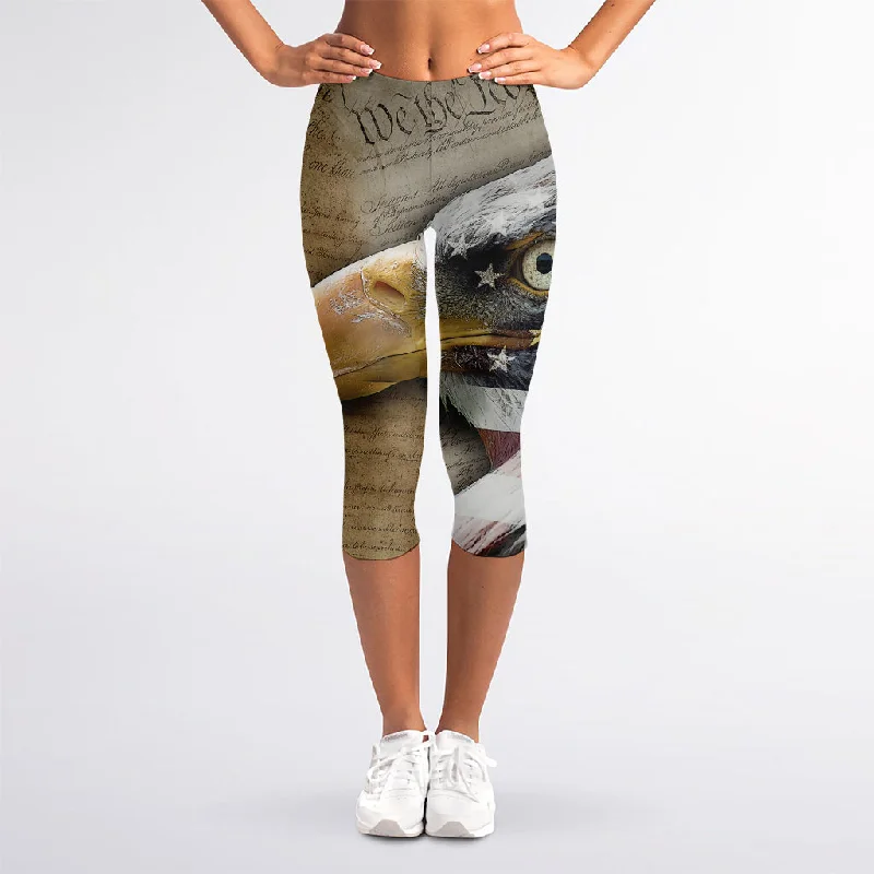 Hurry In American Land Of Liberty Print Women's Capri Leggings