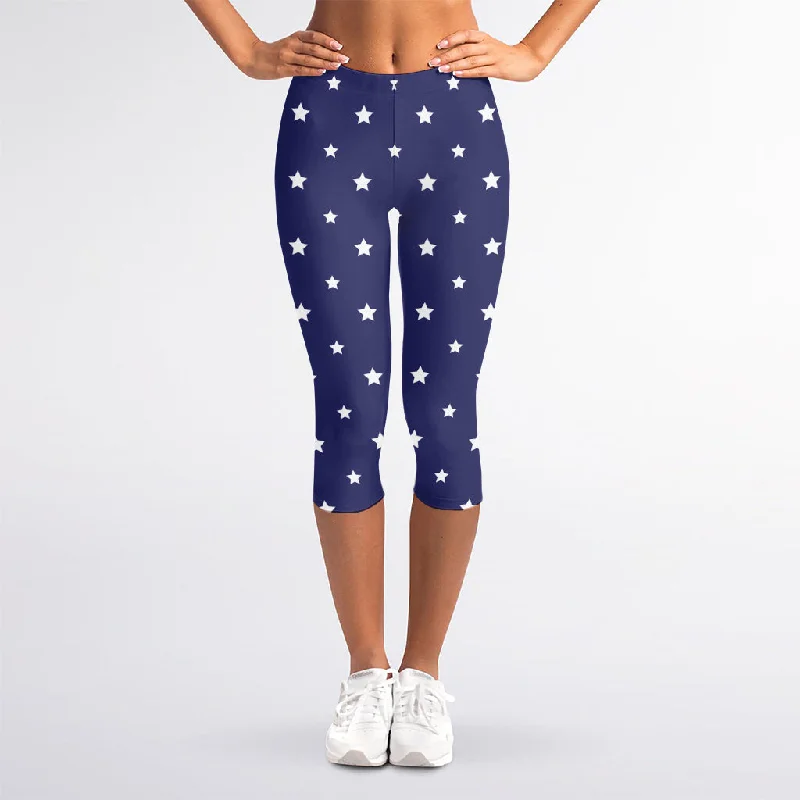 Final Markdown American Little Star Pattern Print Women's Capri Leggings