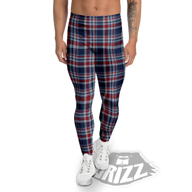 American Plaid Print Pattern Men's Leggings