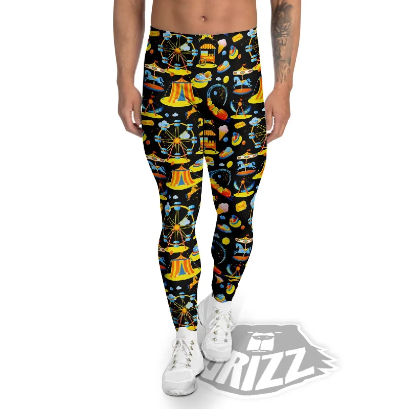 Amusement Park Entertainment Print Pattern Men's Leggings