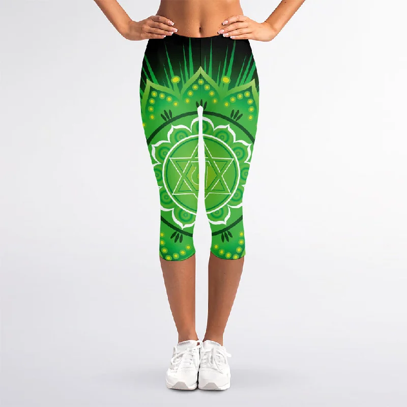 Deal of the Week Anahata Chakra Mandala Print Women's Capri Leggings