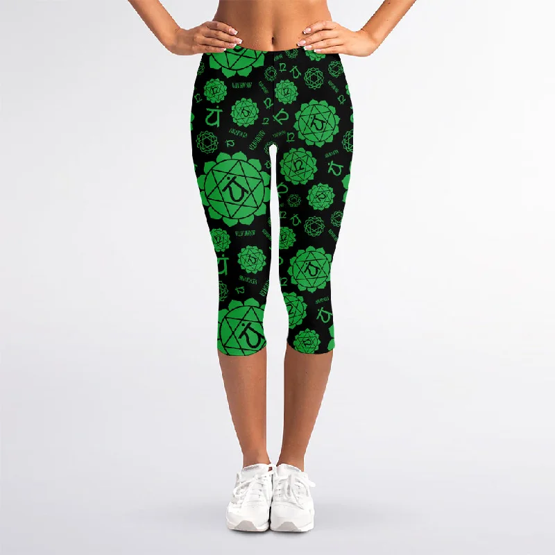 Act Now Anahata Chakra Pattern Print Women's Capri Leggings