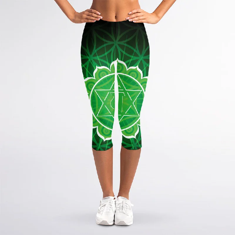 Shop and Save Anahata Chakra Spiritual Print Women's Capri Leggings