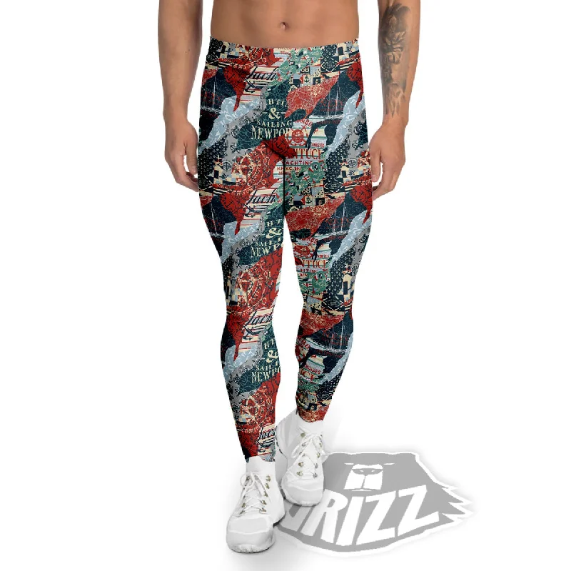 Anchor Abstract Nautical Print Pattern Men's Leggings