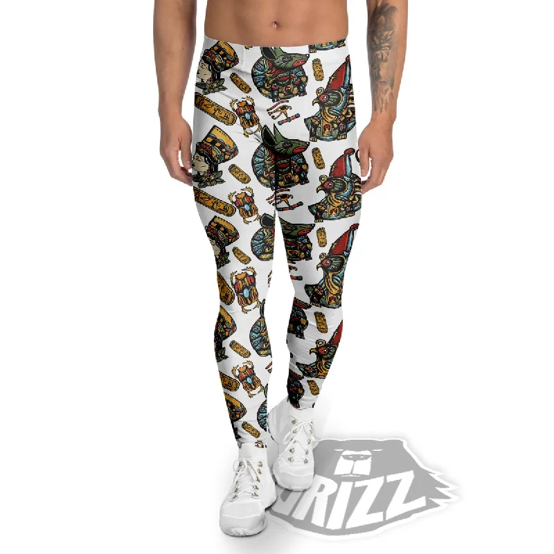 Ancient Egypt Old School Tattoo Print Pattern Men's Leggings