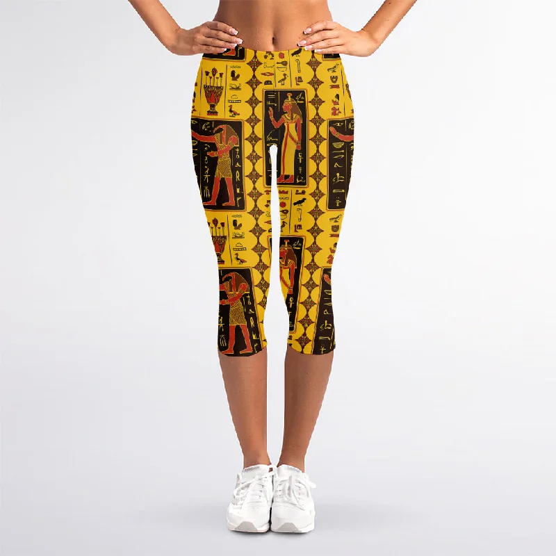 Clearance Items Ancient Egypt Pattern Print Women's Capri Leggings