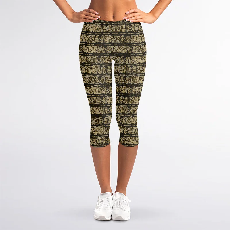 Great Deals Ancient Maya Pattern Print Women's Capri Leggings