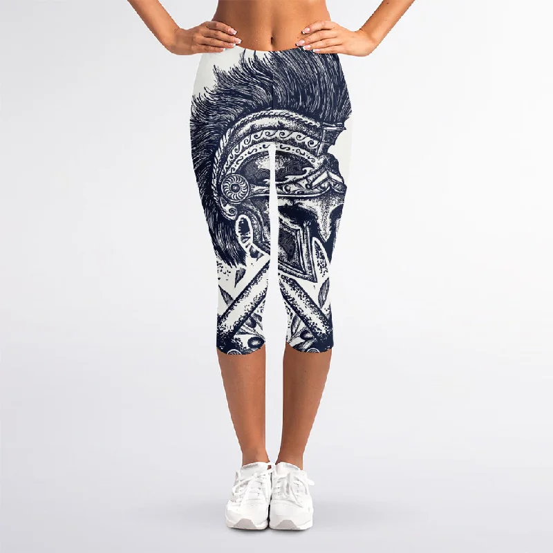 Massive Deals Ancient Spartan Print Women's Capri Leggings