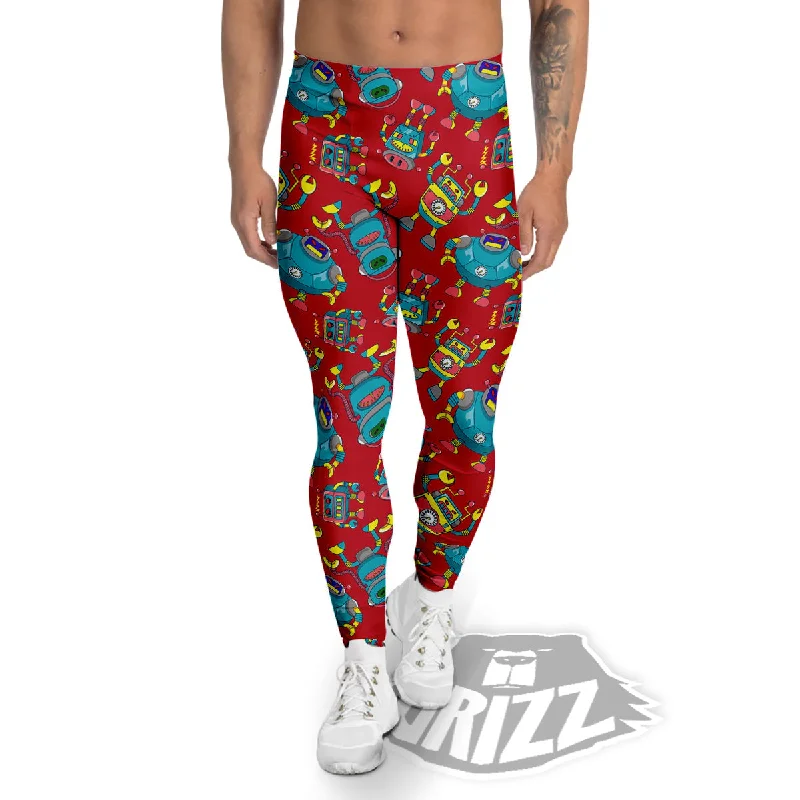 Angry Robot Print Pattern Men's Leggings