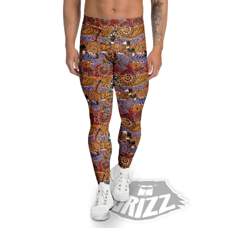 Animals Aboriginal Print Pattern Men's Leggings