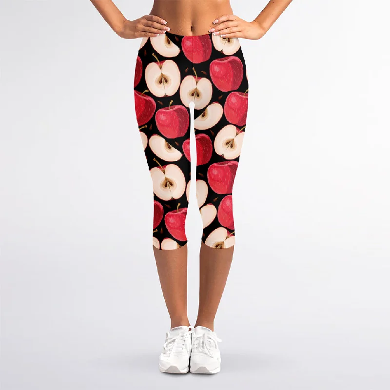 Big Discounts Apple Pattern Print Women's Capri Leggings