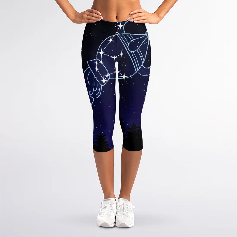 Mega Deal Aquarius Constellation Print Women's Capri Leggings