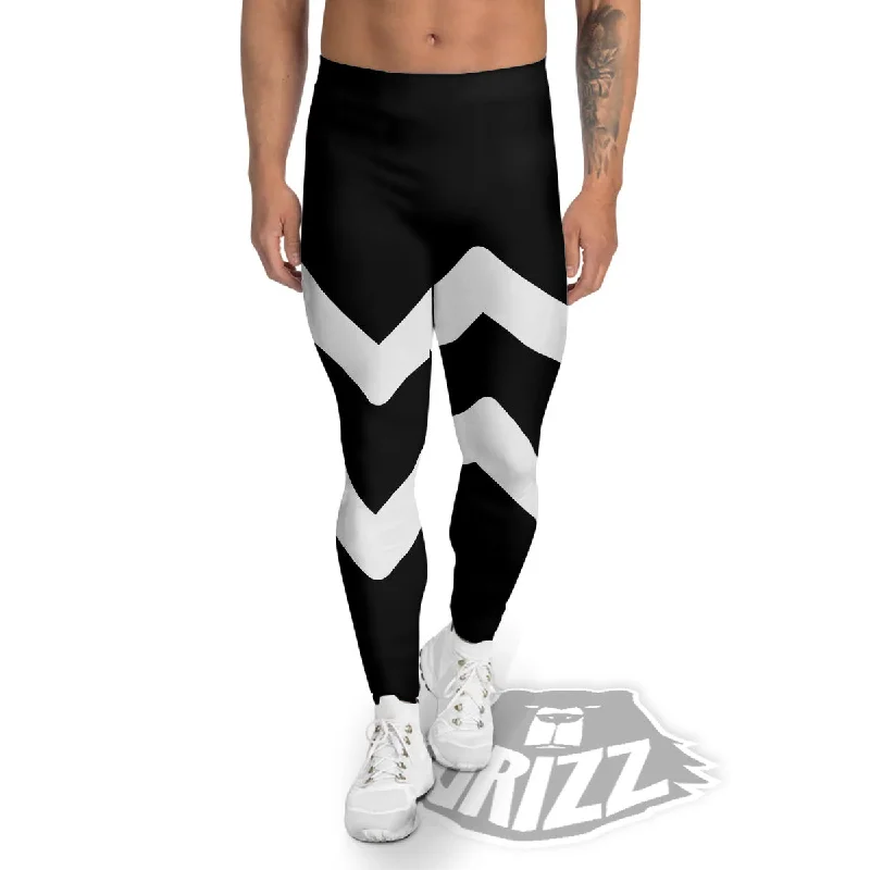 Aquarius Sign White And Black Print Men's Leggings