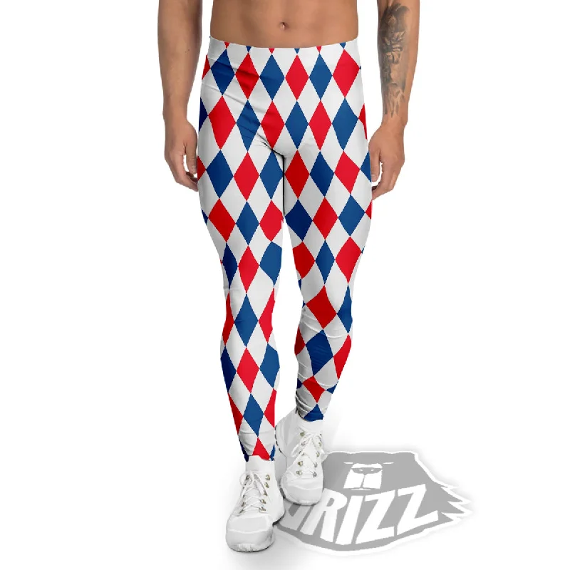 Argyle American Print Pattern Men's Leggings