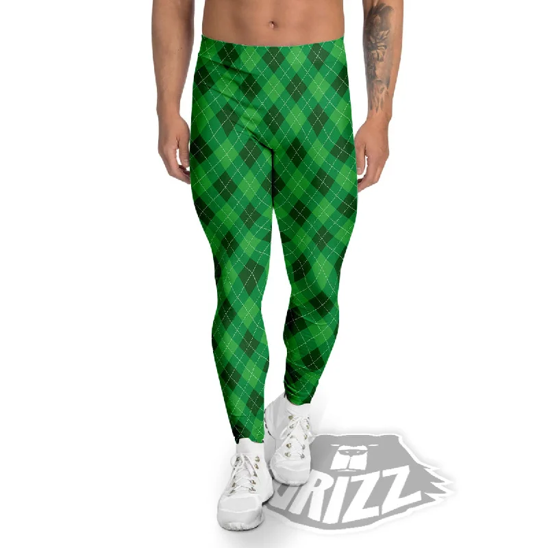 Quick Sale Argyle Green Print Pattern Men's Leggings