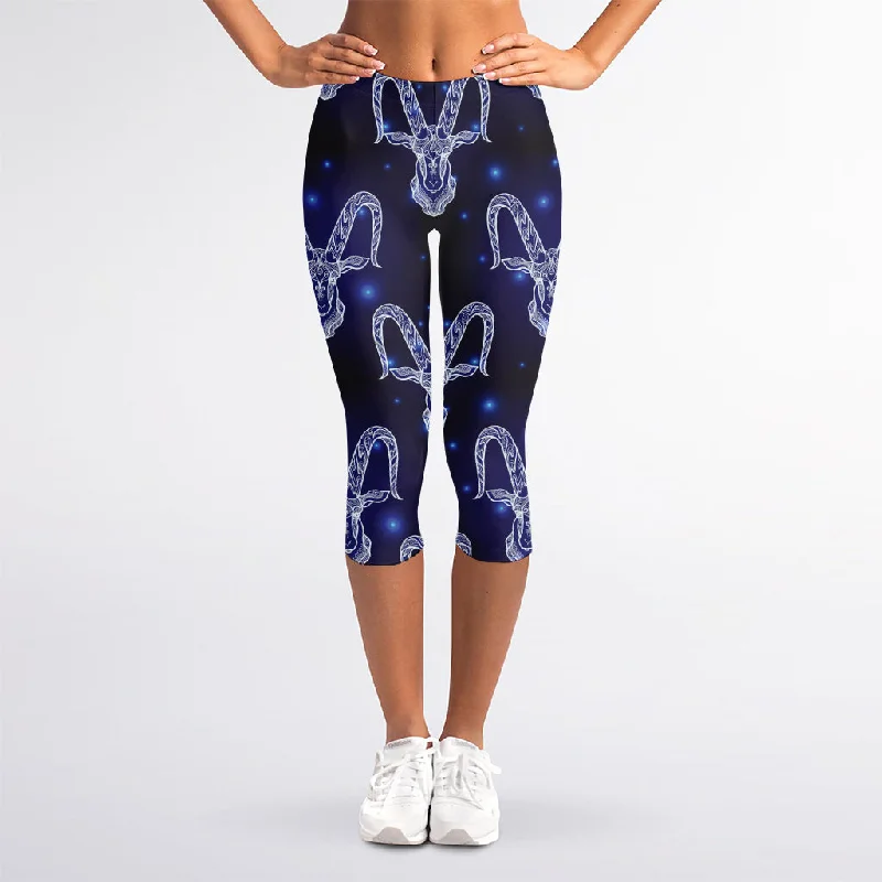 Super Savings Astrology Capricorn Sign Print Women's Capri Leggings