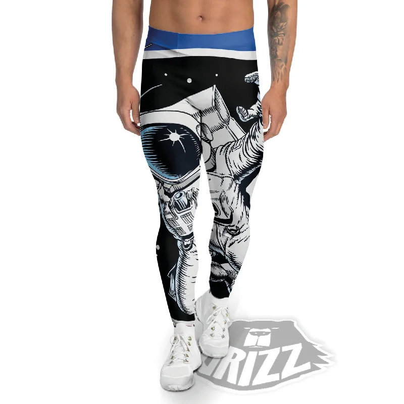 Astronaut In The Space Print Men's Leggings