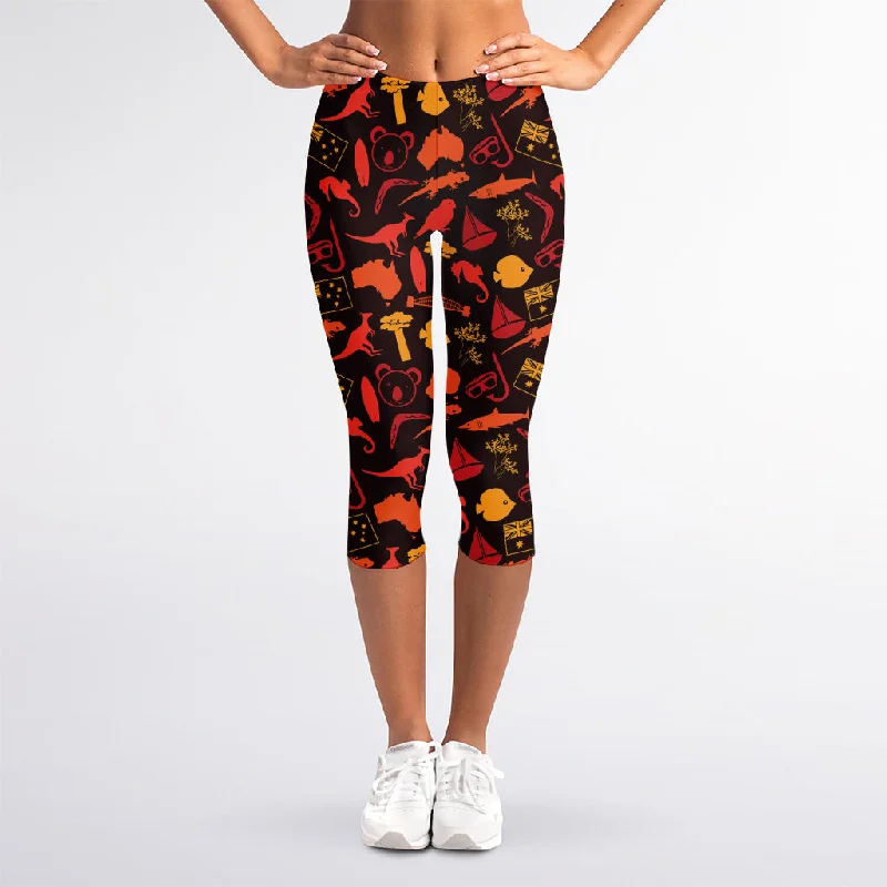 Special Discount Australia Country Pattern Print Women's Capri Leggings
