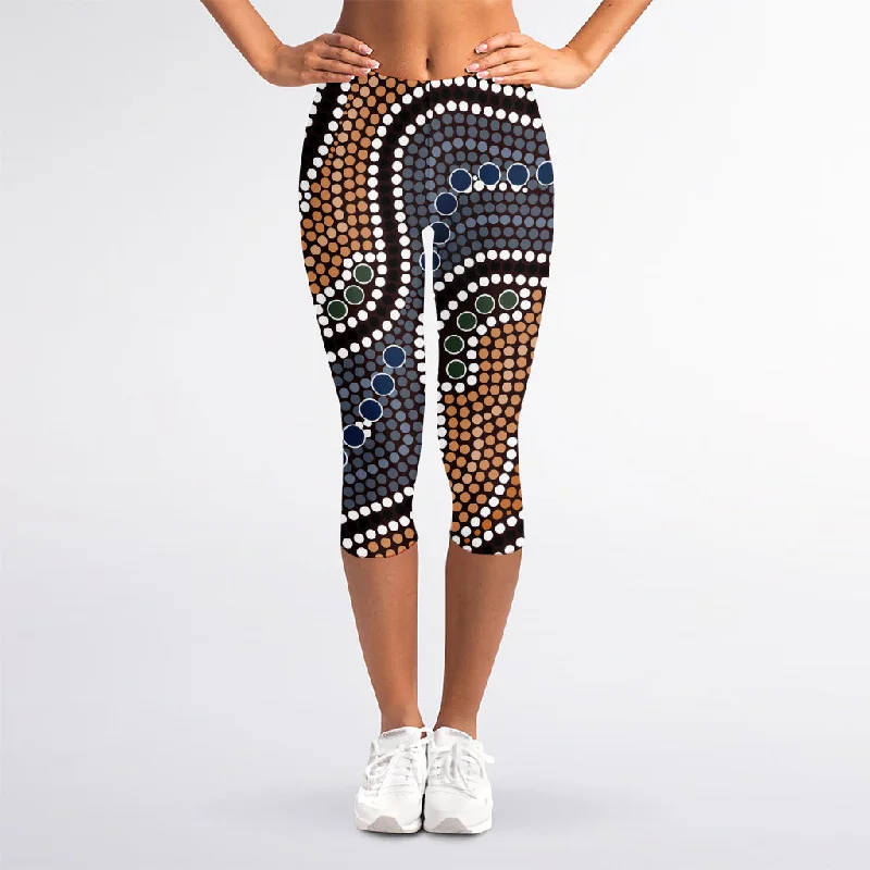 Massive Deals Australia River Aboriginal Dot Print Women's Capri Leggings